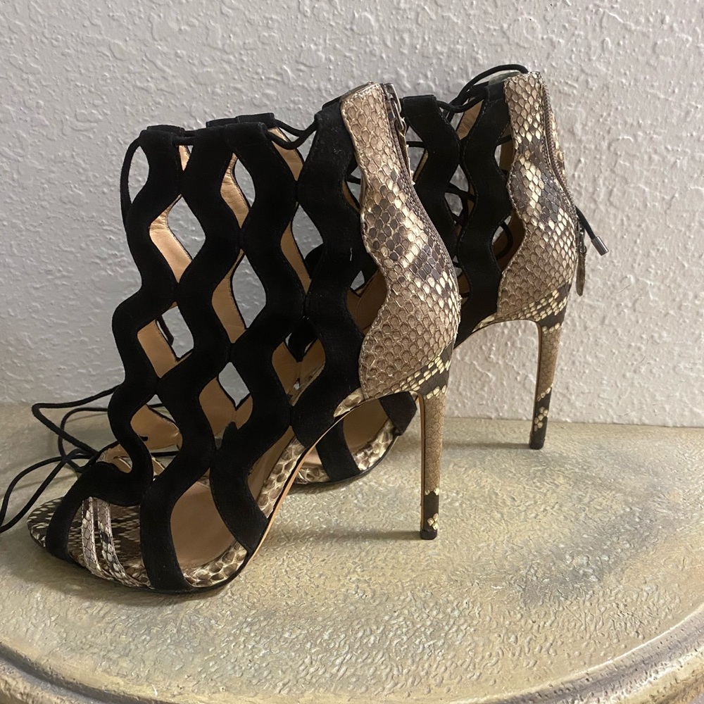 Birman Loretta Python & Suede Cutout Sandal Size … - image 3